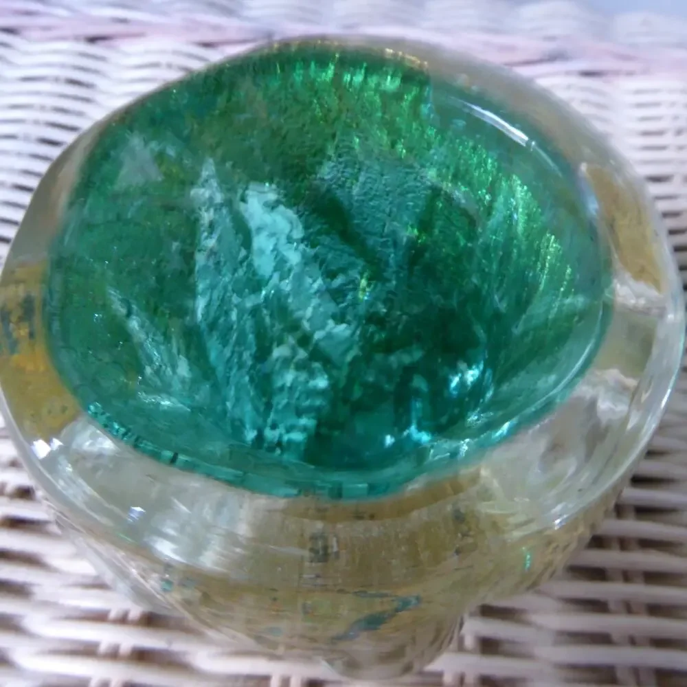 Barovier & Toso 24K Goldleaf Green Murano Glass Bud Vase 3